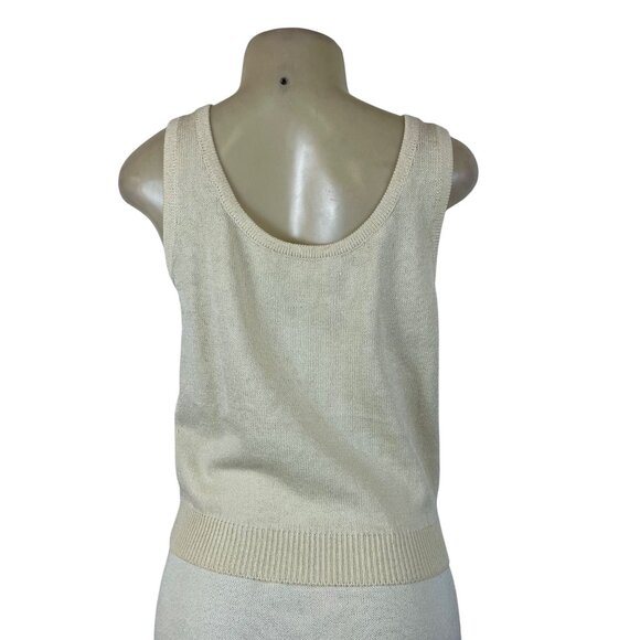 St. John Two-Piece Women's Beige Knitted Tank Top & Skirt Set Sleeveless Sz 8/10 - Picture 5 of 12